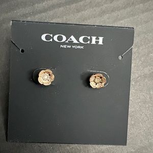 Rose gold Coach flower studs